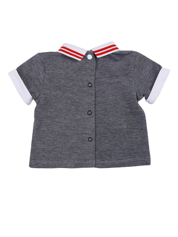 Boys White & Red Printed Polo with Short Pants image number 2